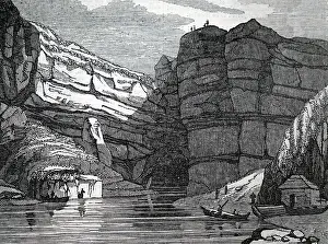 Durness: An engraving depicting Smoo Cave