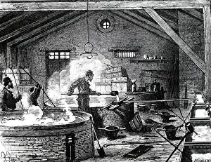 Boil: An engraving depicting soap-boilers