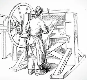 Splitting: Engraving depicting the splitting of sheepskin
