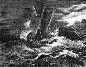 Columbus: Engraving depicting St Elmo's fire appearing on