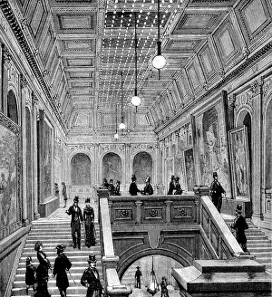 Edison: Engraving depicting a staircase lit by Edison
