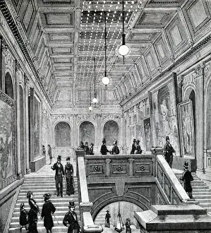 Edison: Engraving depicting a staircase lit by Edison