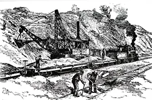 Excavator: An engraving depicting a steam excavator