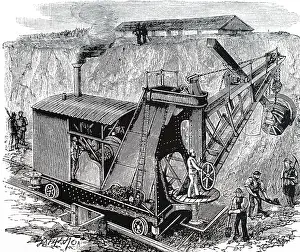 Excavator: An engraving depicting a steam excavator