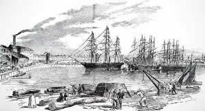 Bowes: Engraving depicting the steamer John Bowes