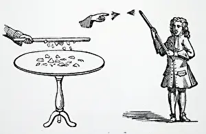 Rubbing: Engraving depicting Stephen Gray's experiment