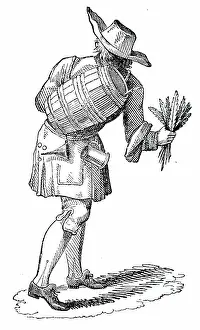 Pens: Engraving depicting a street hawker