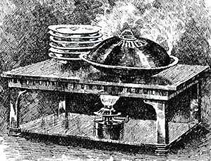Heater: An engraving depicting a table heater