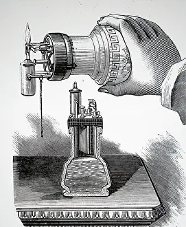 Spark: Engraving depicting a table lighter