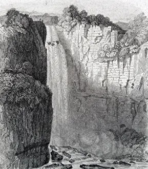 Colombia: An engraving depicting the Tequendama Falls