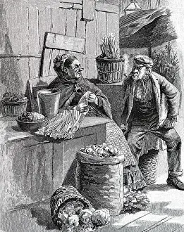 Covent: An engraving depicting traders taking a break