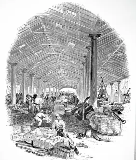 Shed: Engraving depicting Trafalgar Dock