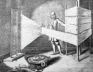Transferring: Engraving depicting the transferring of thread