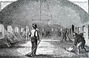 1866: An engraving depicting the Turning of barley into