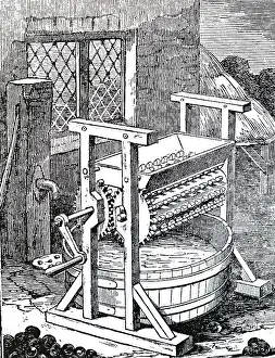 Cider: An engraving depicting a type of cider mill