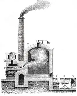 Acid: An engraving depicting a still used for the purification