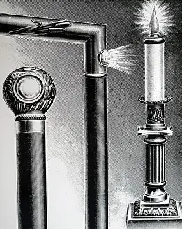 Incandescent: Engraving depicting various forms of electric