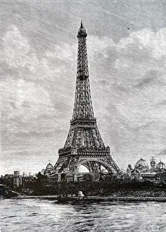 Eiffel: An engraving depicting a view of the Eiffel Tower