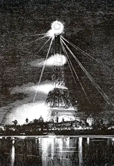 Eiffel: An engraving depicting a view of the Eiffel Tower