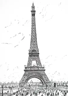 Eiffel: An engraving depicting a view of the Eiffel Tower