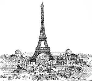 Eiffel: An engraving depicting a view of the Eiffel Tower