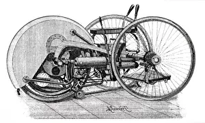 Petrol: An engraving depicting a side view of a motorcycle