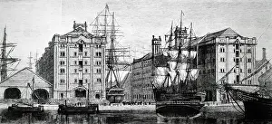 Warehouses: Engraving depicting Waterloo Dock, Liverpool