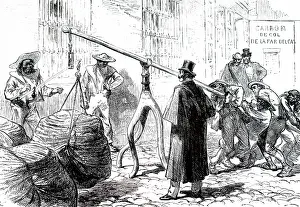 Charcoal: An engraving depicting the weighing of charcoal