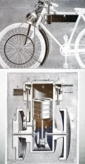 Approximately: An engraving depicting the Werner Brother's petrol-driven