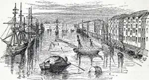 Docklands: Engraving depicting the West India Dock