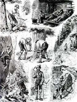 Woodcutter: Engraving depicting woodcutters in Austria