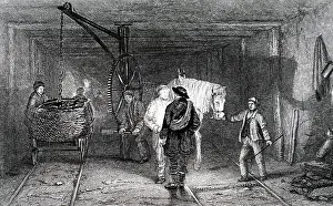 Miner: Engraving depicting workmen loading baskets (corves)