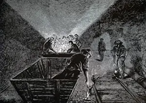 Workmen: Engraving depicting workmen of the St Gotthard tunnel