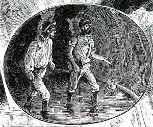 Workmen: Engraving depicting workmen of the St Gotthard tunnel