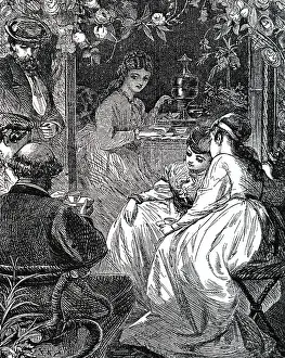 Wilfrid: An engraving depicting a young lady officiating