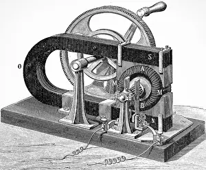 Generator: Engraving depicting Zenobe Gramme's hand-powered