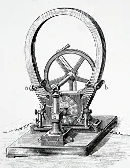 Generator: Engraving depicting Zenobe Gramme's small hand dynamo