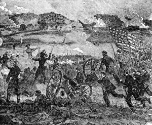 Pickett: engraving of general pickett at cemetery hill