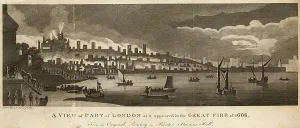 London Fire Brigade: Engraving of the Great Fire of London