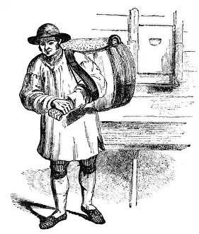 Southwark: An engraving of a Malt porter, at Barclays's Brewery