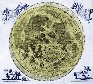 By Moonlight: Engraving of Moon, 1645