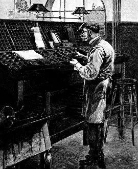 Typesetter: Engraving Of Old Fashioned Typesetter