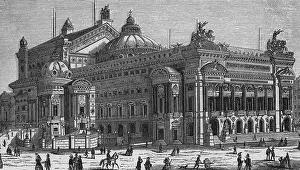 Garnier: Engraving of the opera theatre, built by Charles Garnier