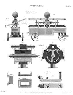 Hydraulics: Engraving of a Rowntree fire engine