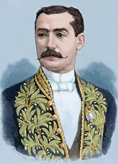 Bolivia: Enrique Borda (b.1849). Colored engraving