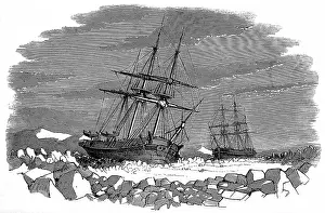 Franklins: The Enterprise and Investigator surrounded by ice, Barro
