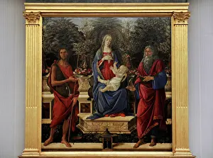 Christianism: Enthroned Maria with Child with John the Baptist and John th