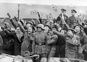 Cheerfully: Enthusiastic population in Bruenn, 1938