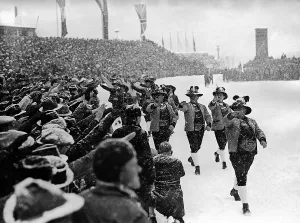 Garmisch: Entry of the Austrian Olympic team, 1936