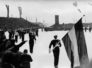 Garmisch: Entry of the Austrian Olympic team, 1936